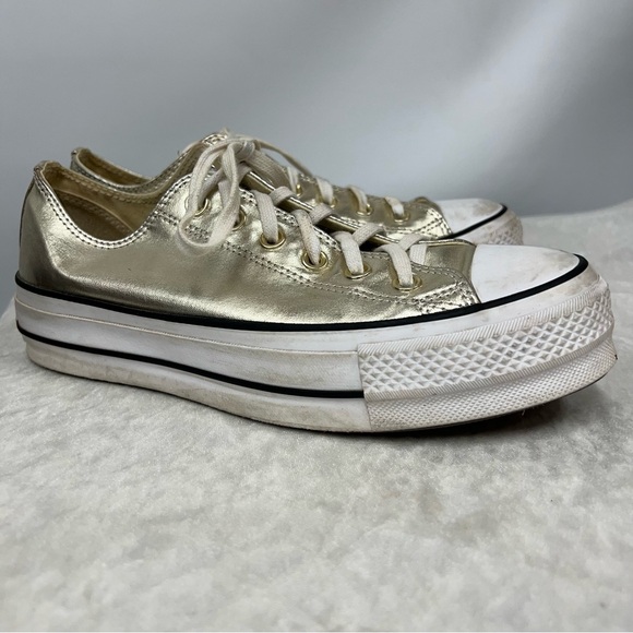Converse All Star 9.5 Metallic Gold Sneakers - Picture 4 of 10